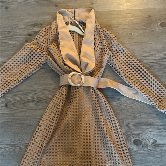 ASOS Petite Tan Long Sleeve Belted Dress - Picture 1 of 2